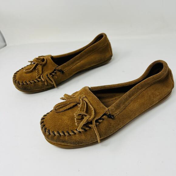 Minnetonka Moccasin Slip On Shoe Casual Tan Brown - 6 - Picture 3 of 7
